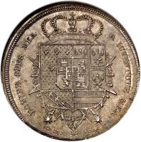 Italian States coin 1 Francescone - Charles Louis (1803 - 1807) reverse reverse of 1 Francescone - Charles Louis (1803 - 1807) coin with C# 50 from Italian States. Inscription: DOMINE SPES MEA A IUVENTUTE MEA · PISIS 1806 ·