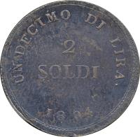reverse of 2 Soldi - Charles Louis (1804 - 1805) coin with C# 46 from Italian States.