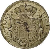reverse of 10 Quattrini - Pietro Leopoldo (1778 - 1788) coin with C# 15 from Italian States. Inscription: QUATTRINI / DIECI. 1788