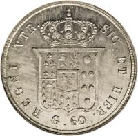 reverse of 60 Grana - Ferdinando II (1846 - 1859) coin with KM# 361 from Italian States.