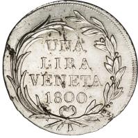 reverse of 1 Lira - Franz II (1800) coin with KM# 783 from Italian States.