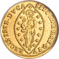 reverse of 1 Zecchino - Alvise Mocenigo IV (1763) coin with KM# 671 from Italian States.