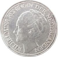 Netherlands coin 25 Cents - Wilhelmina (1926 - 1945) obverse obverse of 25 Cents - Wilhelmina (1926 - 1945) coin with KM# 164 from Netherlands. Inscription: WILHELMINA KONINIGIN DER NEDERLANDEN