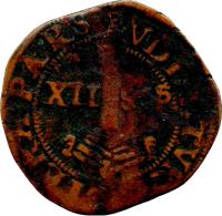 Liege coin 12 Sous - Ernest (1594) reverse reverse of 12 Sous - Ernest (1594) coin with KM# A6 from Liege. Inscription: AVDIATVR x ALTERA x PARS xxx XII SVS