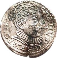 Livonia coin 3 Grosz - Sigismund III (1588) obverse obverse of 3 Grosz - Sigismund III (1588) coin with KOPICKI# 81 from Livonia. Inscription: SIG:III:D:G:REX:PO:D:LI