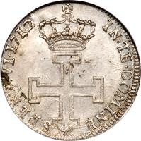 Lorraine coin 1 Teston - Leopold I (1709 - 1716) reverse reverse of 1 Teston - Leopold I (1709 - 1716) coin with BD# 1576 from Lorraine. Inscription: IN · TE · DOMINE SPERAVI · 1712 ·