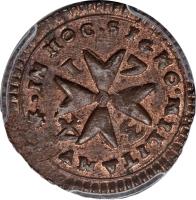 Order of Malta coin 1 Grano - Antonio Manoel de Vilhena (1726 - 1734) reverse reverse of 1 Grano - Antonio Manoel de Vilhena (1726 - 1734) coin with KM# 193 from Order of Malta. Inscription: *.IN HOC.SIGNO MILITAMVS.
