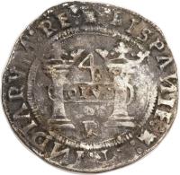 Mexico coin 4 Reales - Carlos I (1536 - 1541) reverse reverse of 4 Reales - Carlos I (1536 - 1541) coin with MB# 16 from Mexico.