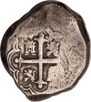 Mexico coin 8 Reales - Felipe V (1729 - 1733) reverse reverse of 8 Reales - Felipe V (1729 - 1733) coin with KM# 47a from Mexico.