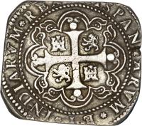 Mexico coin 8 Reales - Felipe V (1733 - 1734) reverse reverse of 8 Reales - Felipe V (1733 - 1734) coin with KM# 48 from Mexico.