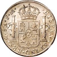 Mexico coin 8 Reales - Carlos IV (1789 - 1790) reverse reverse of 8 Reales - Carlos IV (1789 - 1790) coin with KM# 107 from Mexico.