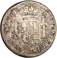 Mexico coin 8 Reales - Fernando VII - Countermarked (1811 - 1822) reverse reverse of 8 Reales - Fernando VII - Countermarked (1811 - 1822) coin with KM# 201 from Mexico.