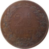 reverse of 2 1/2 Cents - Willem III / Wilhelmina (1877 - 1898) coin with KM# 108 from Netherlands. Inscription: 2 1/2 CENT