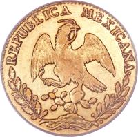 obverse of 8 Escudos (1824 - 1873) coin with KM# 383 from Mexico.