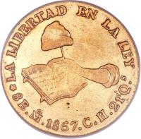 reverse of 8 Escudos (1824 - 1873) coin with KM# 383 from Mexico.
