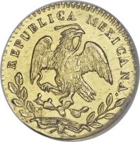 obverse of 1/2 Escudo (1825 - 1870) coin with KM# 378 from Mexico.