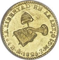 reverse of 1 Escudo (1825 - 1870) coin with KM# 379 from Mexico.