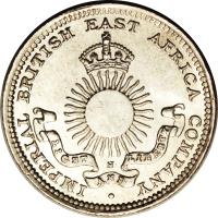 Mombasa coin 2 Annas - IBEA Coinage (1890) obverse obverse of 2 Annas - IBEA Coinage (1890) coin with KM# 2 from Mombasa. Inscription: IMPERIAL BRITISH EAST AFRICA COMPANY