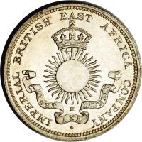 Mombasa coin 1/2 Rupee (1890) obverse obverse of 1/2 Rupee (1890) coin with KM# 4 from Mombasa. Inscription: IMPERIAL BRITISH EAST AFRICA COMPANY