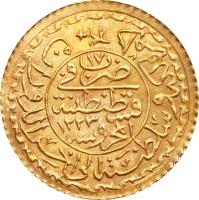 Ottoman Empire coin 1 Adli Altin - Mahmud II (1823 - 1829) reverse reverse of 1 Adli Altin - Mahmud II (1823 - 1829) coin with KM# 635 from Ottoman Empire.