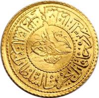 Ottoman Empire coin 1 Rumi Altin - Mahmud II (1816 - 1822) obverse obverse of 1 Rumi Altin - Mahmud II (1816 - 1822) coin with KM# 616 from Ottoman Empire.