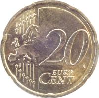 Netherlands coin 20 Euro Cent - Willem-Alexander - 2'nd Map (2014 - 2015) reverse reverse of 20 Euro Cent - Willem-Alexander - 2'nd Map (2014 - 2015) coin with KM# 348 from Netherlands. Inscription: 20 EURO CENT LL