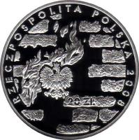 Poland coin 20 Złotych - Warsaw Ghetto Uprising (2008) obverse obverse of 20 Złotych - Warsaw Ghetto Uprising (2008) coin with Y# 636 from Poland. Inscription: RZECZPOSPOLITA POLSKA 2008 20ZŁ
