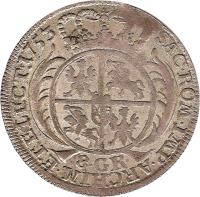 Polish–Lithuanian Commonwealth coin 8 Groschen - Augustus III (1753 - 1762) reverse reverse of 8 Groschen - Augustus III (1753 - 1762) coin with KM# 156 from Polish–Lithuanian Commonwealth. Inscription: SAC.ROM.IMP.ARCHIM.ET.ELECT.1753