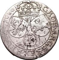 Polish–Lithuanian Commonwealth coin 6 Groszy - John II Casimir (1660 - 1662) reverse reverse of 6 Groszy - John II Casimir (1660 - 1662) coin with KM# 91 from Polish–Lithuanian Commonwealth.