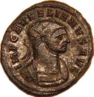 Rome (ancient) coin 1 Antoninianus - Aurelianus (274 - 275) obverse obverse of 1 Antoninianus - Aurelianus (274 - 275) coin with RIC# 244 from Rome (ancient). Inscription: IMP C AVRELIANVS AVG