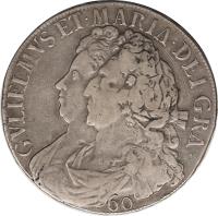 Scotland coin 60 Shillings - William and Mary (1691 - 1692) obverse obverse of 60 Shillings - William and Mary (1691 - 1692) coin with SP# 5642 from Scotland. Inscription: GVLIELMVS · ET · MARIA · DEI · GRA · 60