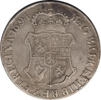 Scotland coin 60 Shillings - William and Mary (1691 - 1692) reverse reverse of 60 Shillings - William and Mary (1691 - 1692) coin with SP# 5642 from Scotland. Inscription: MAG · BR · FR · ET · HIB · REX · ET · REGINA · 1691