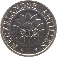 obverse of 25 Cents - Beatrix (1989 - 2014) coin with KM# 35 from Netherlands Antilles. Inscription: NEDERLANDSE ANTILLEN