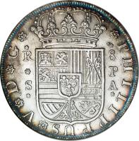 obverse of 8 Reales - Felipe V (1731 - 1736) coin with KM# 358 from Spain.