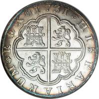 reverse of 8 Reales - Felipe V (1731 - 1736) coin with KM# 358 from Spain.