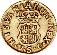 Spain coin 1/2 Escudo - Carlos III (1759 - 1771) reverse reverse of 1/2 Escudo - Carlos III (1759 - 1771) coin with KM# 389 from Spain.