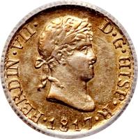 Spain coin 1/2 Escudo - Fernando VII (1817) obverse obverse of 1/2 Escudo - Fernando VII (1817) coin with KM# 492 from Spain.