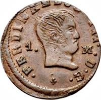 Spain coin 1 Maravedi - Fernando VII - Navarre (1829 - 1833) obverse obverse of 1 Maravedi - Fernando VII - Navarre (1829 - 1833) coin with KM# 130 from Spain.
