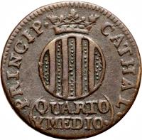 reverse of 1 1/2 Quarto - Fernando VII (1811 - 1813) coin with KM# 117 from Spain.