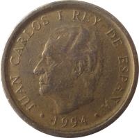 obverse of 100 Pesetas - Juan Carlos I - Prado Museum (1994) coin with KM# 935 from Spain. Inscription: JUAN CARLOS I REY DE ESPAÑA · 1994 ·