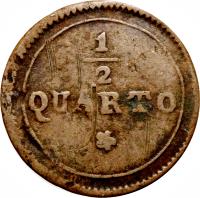reverse of 1/2 Quarto - Joseph I (1811) coin with KM# 75 from Spain.