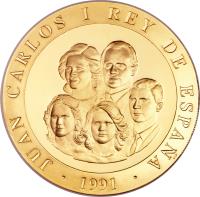 obverse of 80000 Pesetas - Juan Carlos I - Olympics (1991) coin with KM# 901 from Spain.