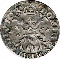 Spanish Netherlands coin 1/10 Ecu - Felipe II (1555 - 1598) reverse reverse of 1/10 Ecu - Felipe II (1555 - 1598) coin with GH# 213 from Spanish Netherlands. Inscription: Dominv mihi. divtor.