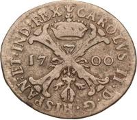 Spanish Netherlands coin 1 Gros - Carlos II (1700) obverse obverse of 1 Gros - Carlos II (1700) coin with L# 242.1 from Spanish Netherlands. Inscription: CAROLUS II.D.G.HISPAN:ET.IND:REX
