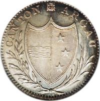 Swiss cantons coin 10 Batzen (1808 - 1818) obverse obverse of 10 Batzen (1808 - 1818) coin with KM# 14 from Swiss cantons. Inscription: CANTON ARGAU