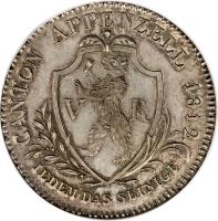 Swiss cantons coin 4 Franken (1812) obverse obverse of 4 Franken (1812) coin with KM# 9 from Swiss cantons. Inscription: CANTON APPENZELL 1812. V R IEDEM DAS SEINIGE