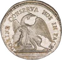 Swiss cantons coin 1 Thaler (1785) reverse reverse of 1 Thaler (1785) coin with KM# 179 from Swiss cantons. Inscription: DOMINE CONSERVA NOS IN PACE H