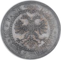 Swiss cantons coin 2 Thaler (1738) reverse reverse of 2 Thaler (1738) coin with KM# 72 from Swiss cantons. Inscription: DOMINE + CONSERVA + NOS + IN + PACE