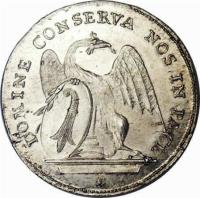 Swiss cantons coin 1/2 Thaler (1785 - 1786) reverse reverse of 1/2 Thaler (1785 - 1786) coin with KM# 178 from Swiss cantons. Inscription: DOMINE CONSERVA NOS IN PACE H