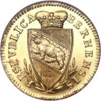 Swiss cantons coin 1 Ducat - Trade Coinage (1794) obverse obverse of 1 Ducat - Trade Coinage (1794) coin with KM# 148 from Swiss cantons. Inscription: RESPVBLICA BERNENSIS